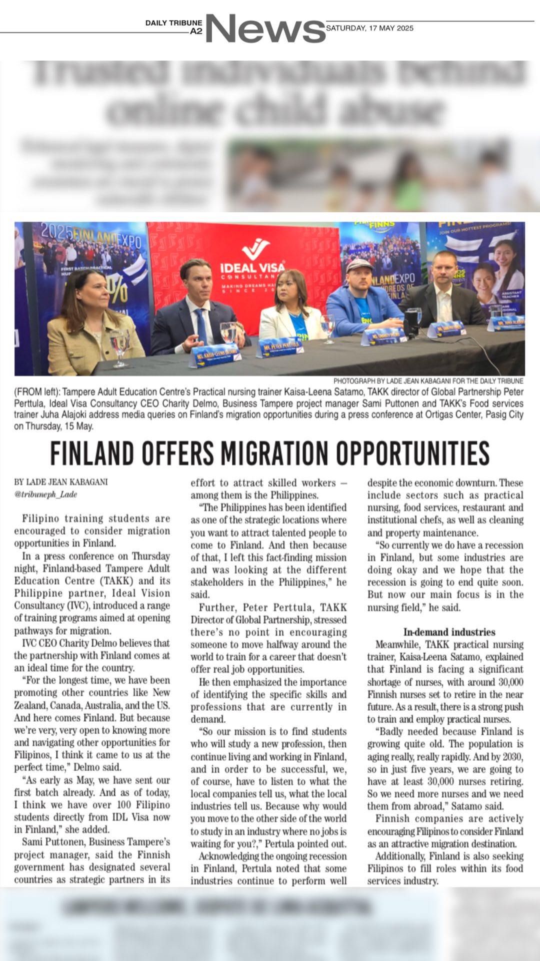 FINLAND OFFERS MIGRATION OPPORTUNITIES